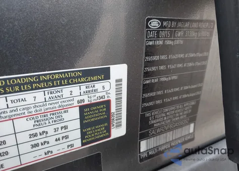 2016 Land Rover Range Rover Sport 3.0L V6 Supercharged Hse z USA, uszkodzony, nr VIN SALWR2VF6GA556352